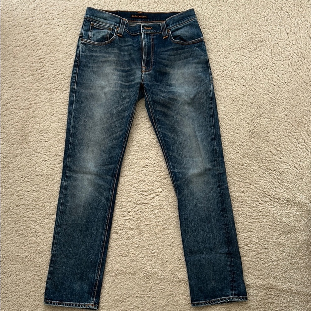 Nudie Jeans Blue Slim Fit Denim with Vintage Appeal
Thin Finn
W33 L32
Skinny